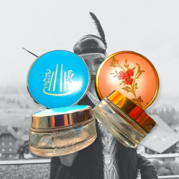 Other - 2 Vintage Mid-century Glass Powder Jars Makeup Décor